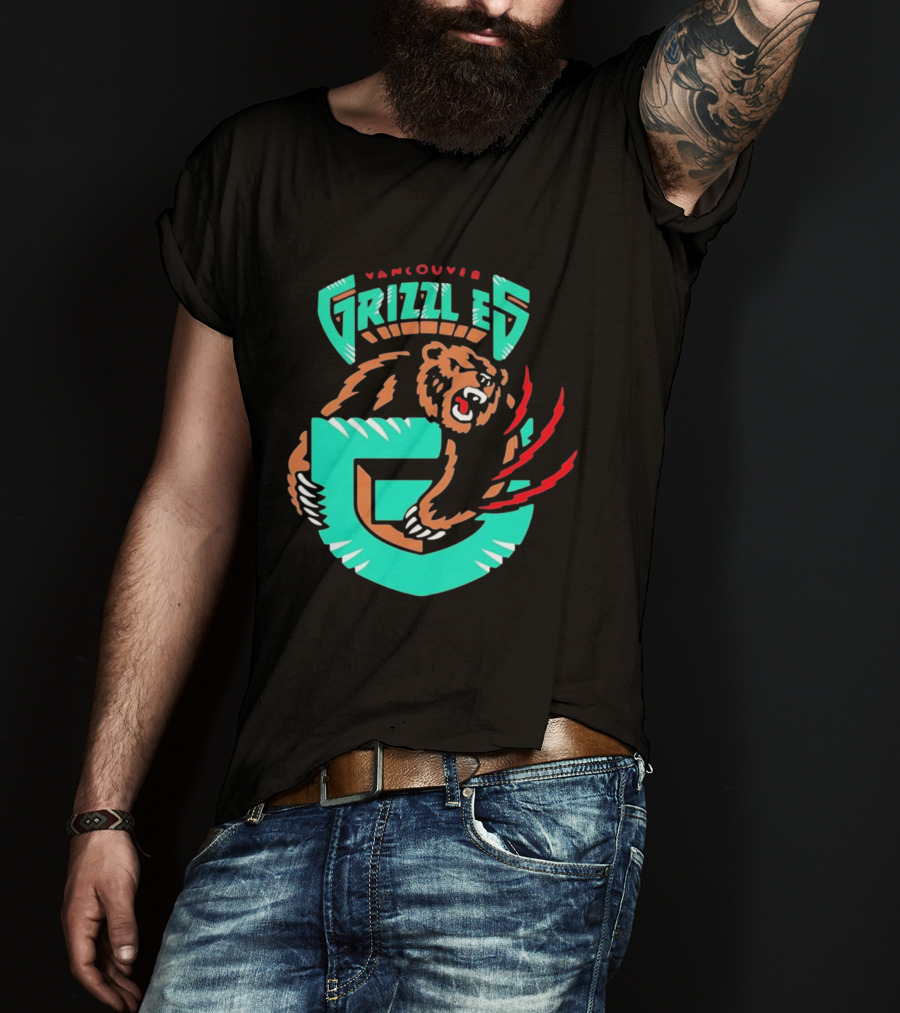 Vancouver Grizzlies Bear Claw Retro Sports Emblem Men's T-Shirt