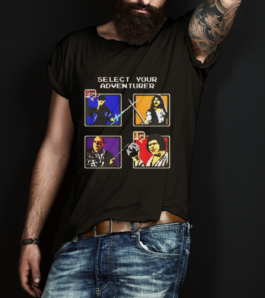 Select Your Adventurer 2p 1p 8 Bit Pixel Characters T-Shirt
