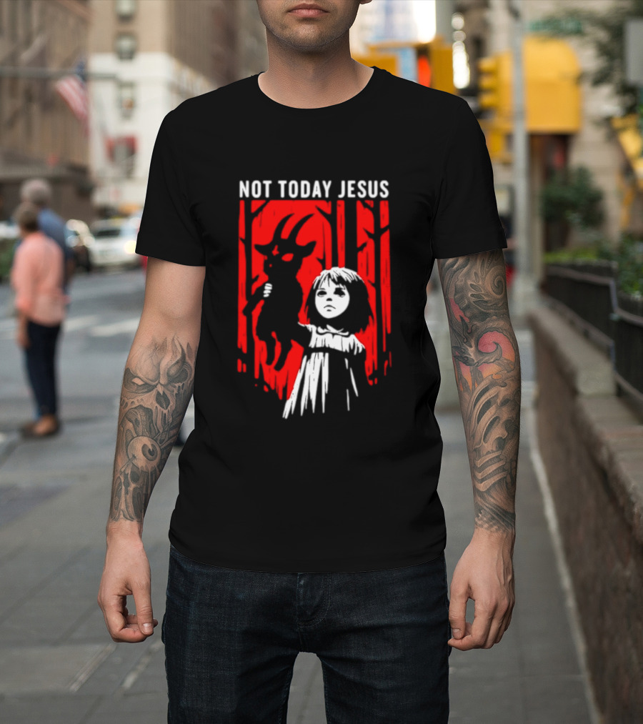 Not Today Jesus Baphomet Occult Girl Goth Dark Aesthetic Horror T-Shirt