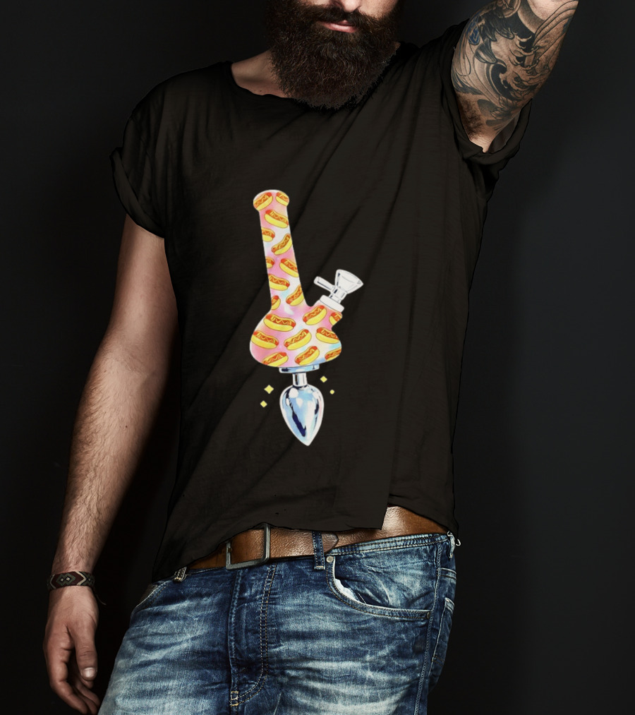 Hotdog Patterned Bong Buttplug T-Shirt