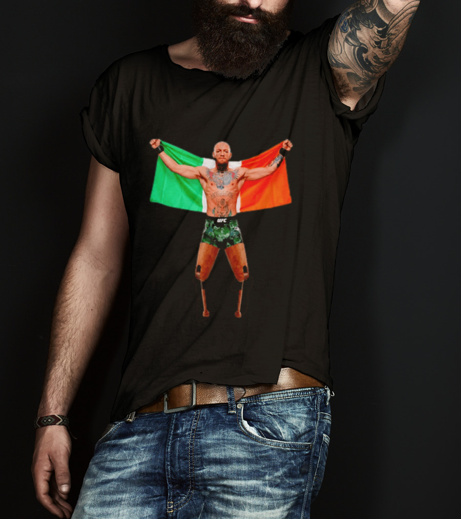 Conor McGregor UFC Prosthetic Leg Irish Flag Celebration T-Shirt