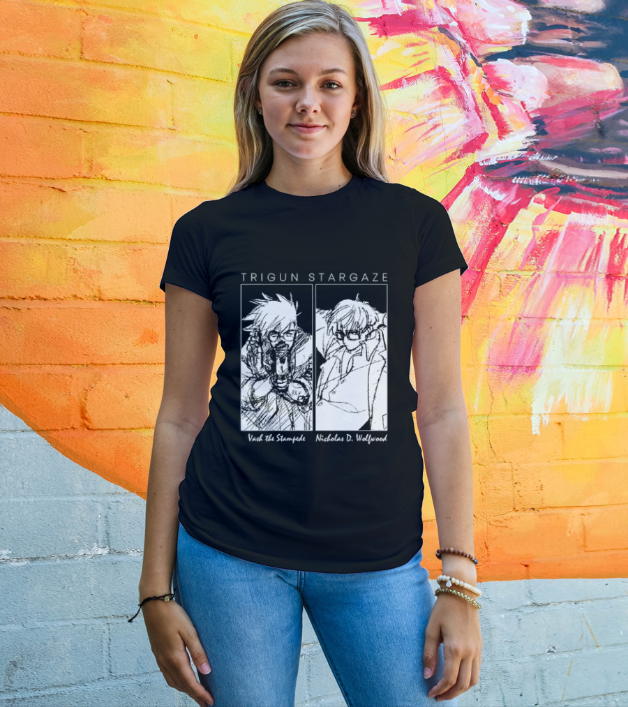 Trigun Stargaze Vash The Stampede Nicholas D. Wolfwood Manga T-Shirt