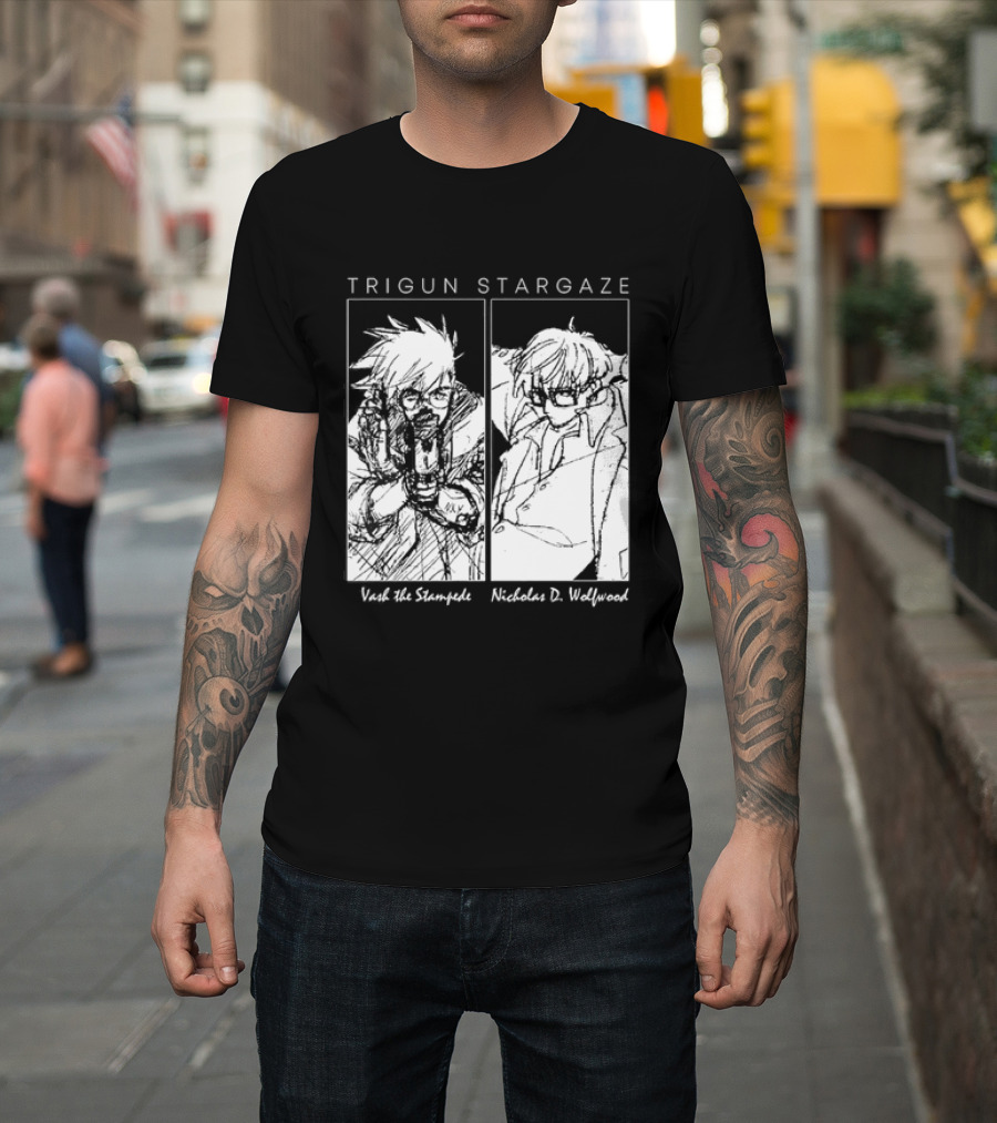 Trigun Stargaze Vash The Stampede Nicholas D. Wolfwood Manga T-Shirt