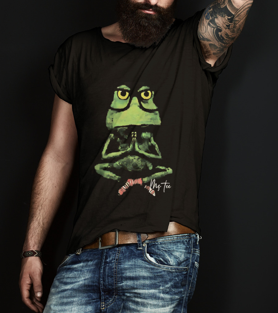 Frog Wearing Glasses Striped Socks Meditating Ms T-Shirt