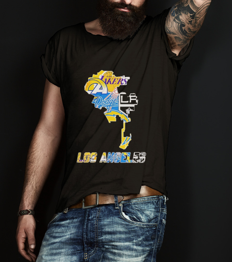 Los Angeles Lakers Rams Dodgers LA Kings Chargers Sports Team Logos T-Shirt