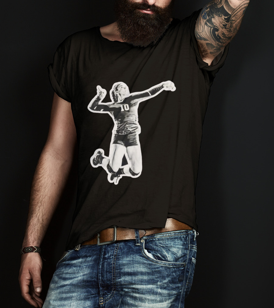 Volleyball Number 10 Athlete In Mid Air Motion T-Shirt
