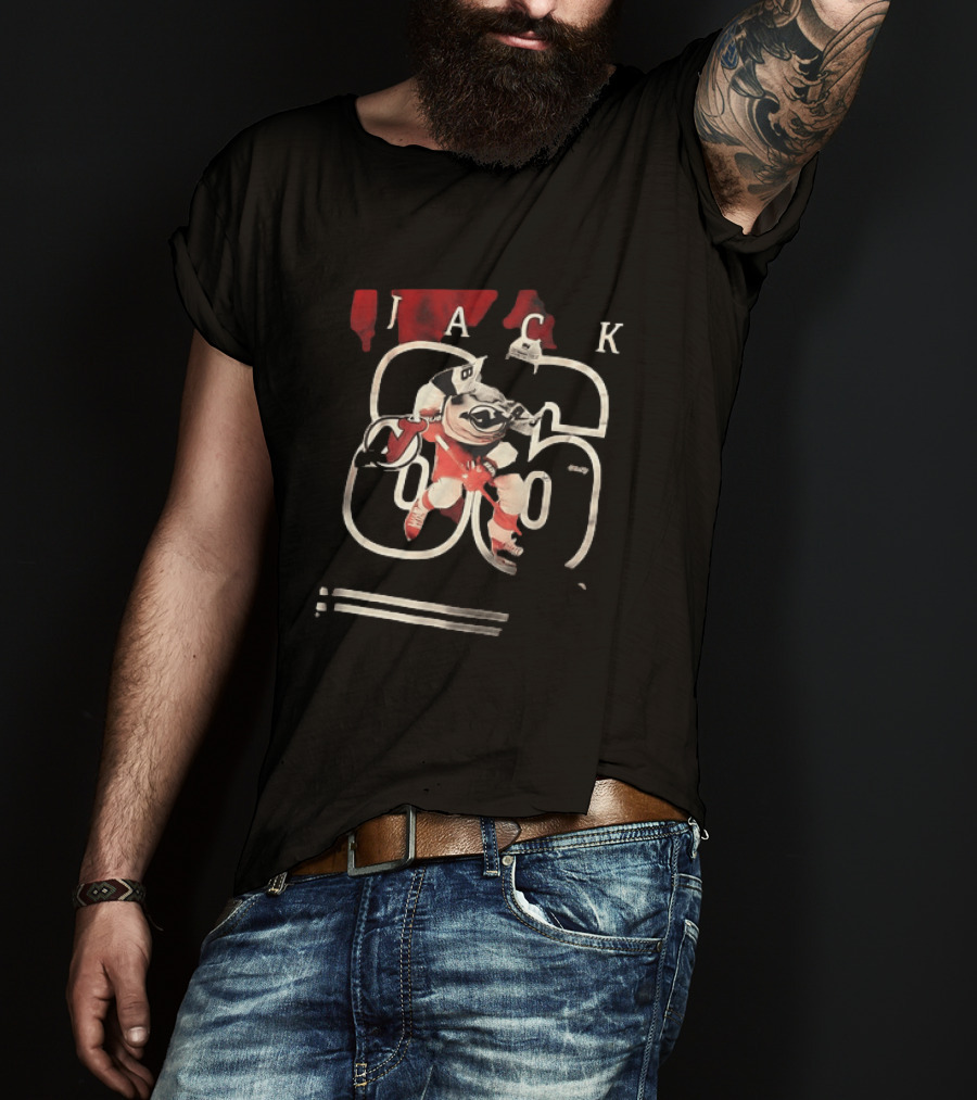 New Jersey Devils Jack Hughes 86 Hockey Player Action Pose T-Shirt