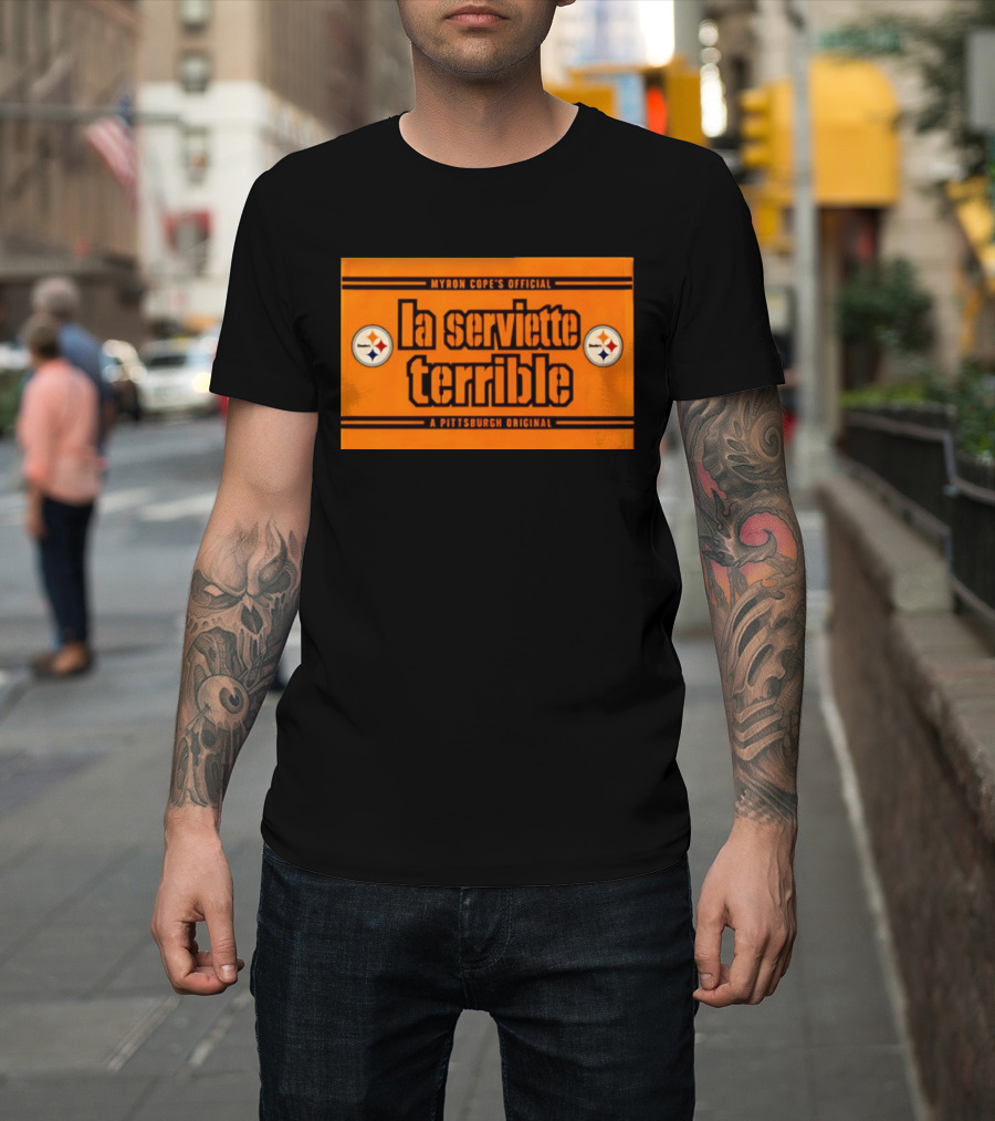 Myron Cope's Official La Serviette Terrible A Pittsburgh Original Steelers T-Shirt