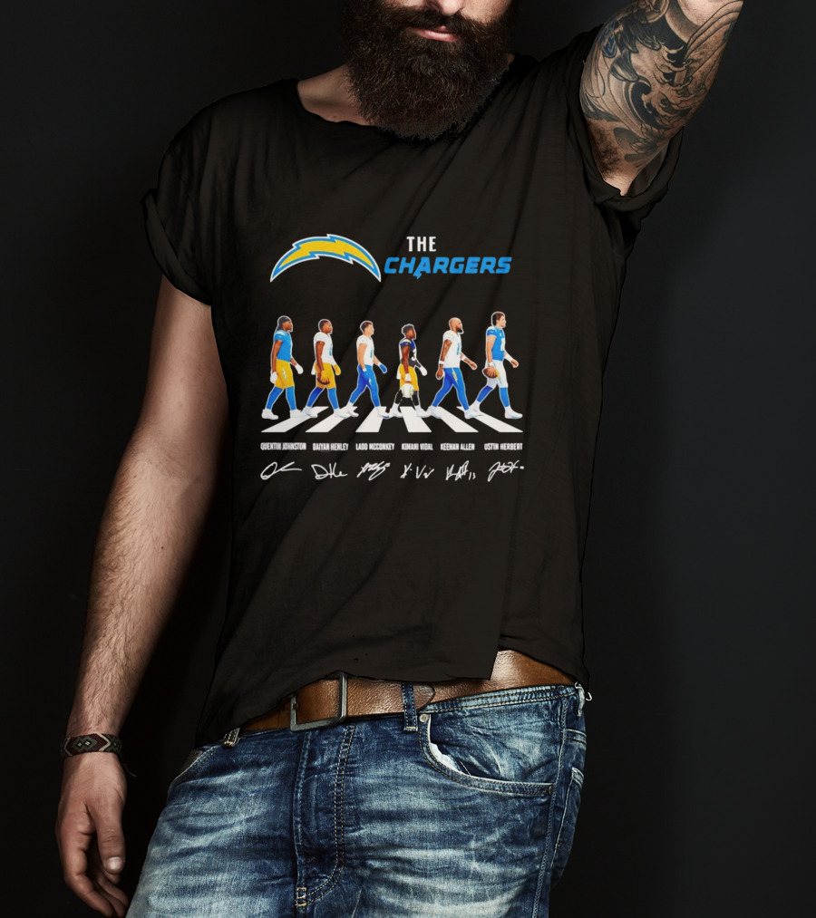 The Chargers Quentin Johnston Daiyan Henley Ladd McConkey Kimani Vidal Keenan Allen Justin Herbert Abbey Road T-Shirt