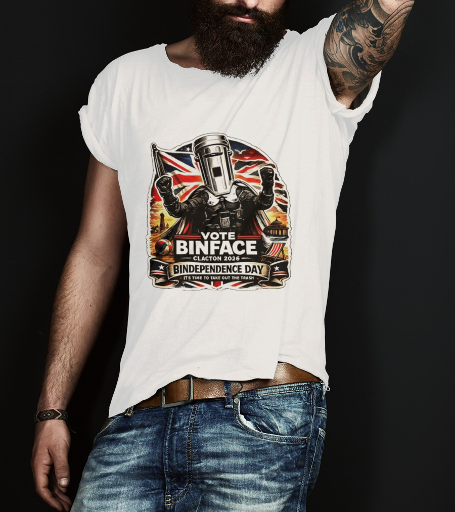 Vote Binface Clacton 2026 Bindependence Day Time To Take Out The Trash British Flag T-Shirt