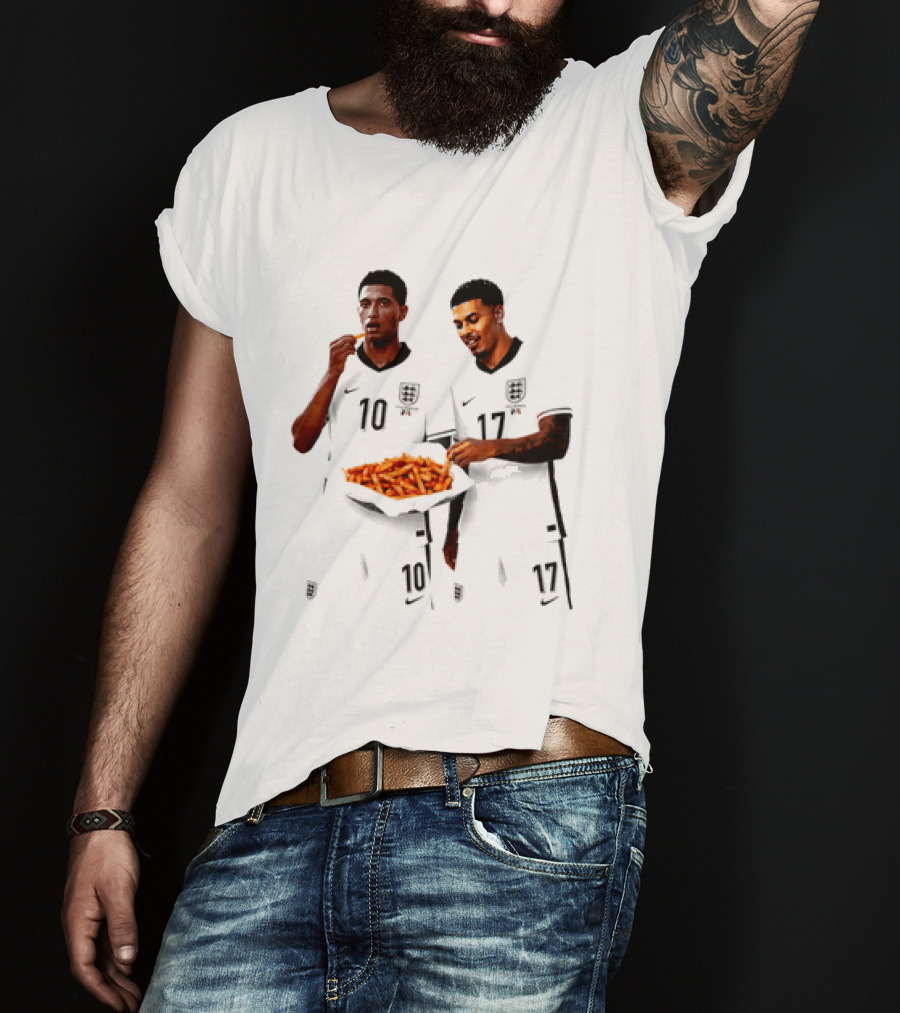 Jude Bellingham And Morgan Rogers Eating Orange Chips Mural Stourbridge Halesowen T-Shirt