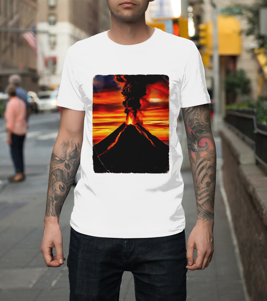 Volcanic Eruption Sunset Landscape Volcano Erupting At Dusk T-Shirt