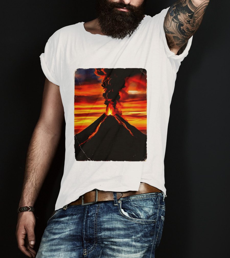 Volcanic Eruption Sunset Landscape Volcano Erupting At Dusk T-Shirt