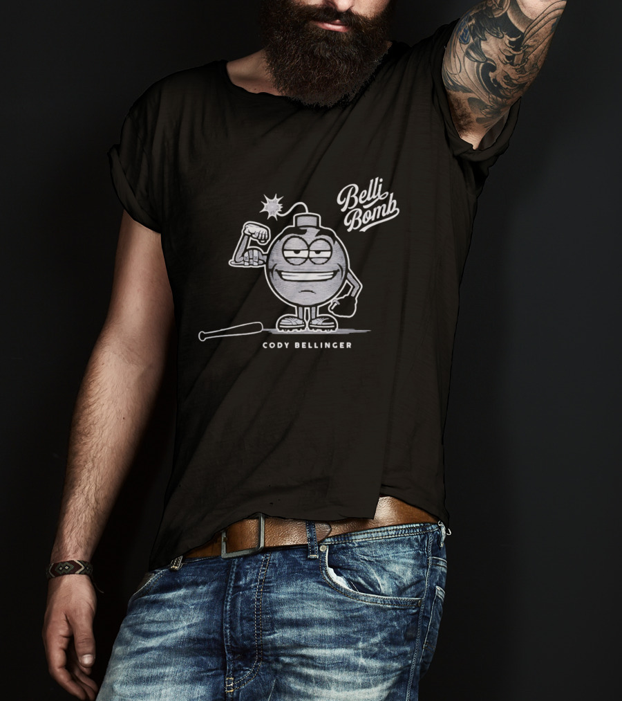 Belli Bomb Cody Bellinger Cartoon Character With Bat And Bomb T-Shirt