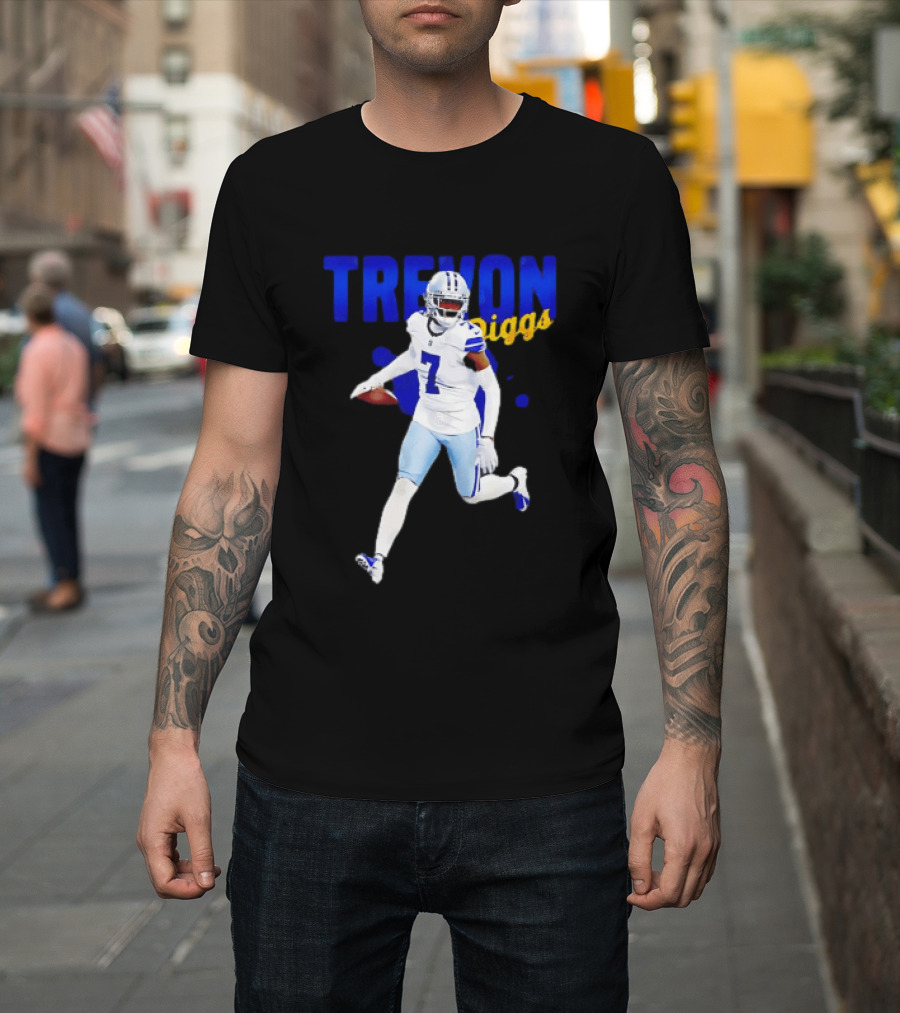 Trevon Diggs Dallas Cowboys Number 7 Running With Football T-Shirt