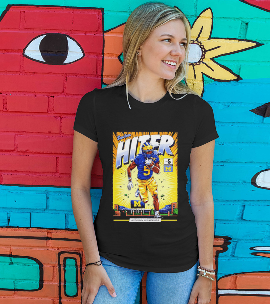 Savion Hiter Michigan Wolverines Football Number 5 Comic T-Shirt
