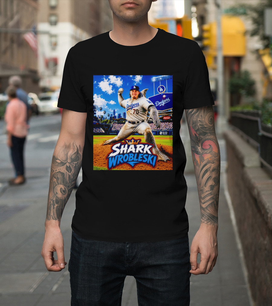 Shark Wrobleski Los Angeles Dodgers No 70 Iconic Baseball Player Fantasy T-Shirt