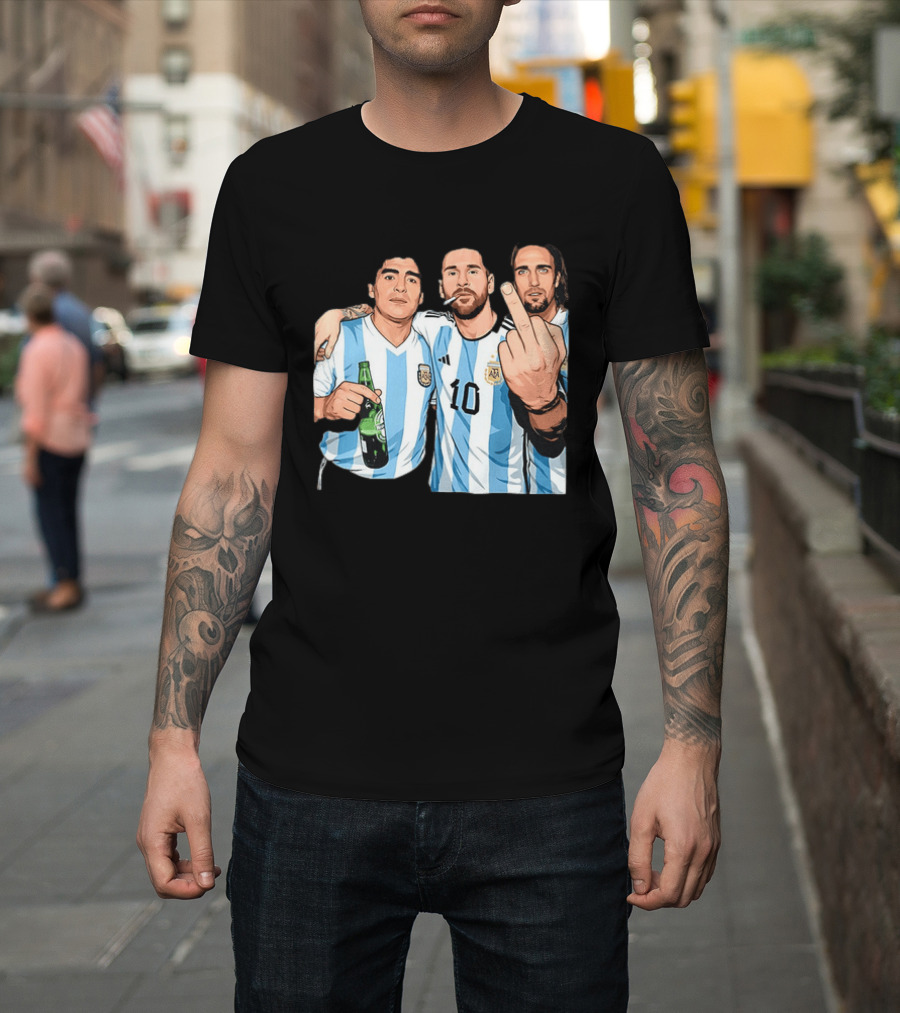 Messi Maradona Batistuta Argentina Football Legends T-Shirt