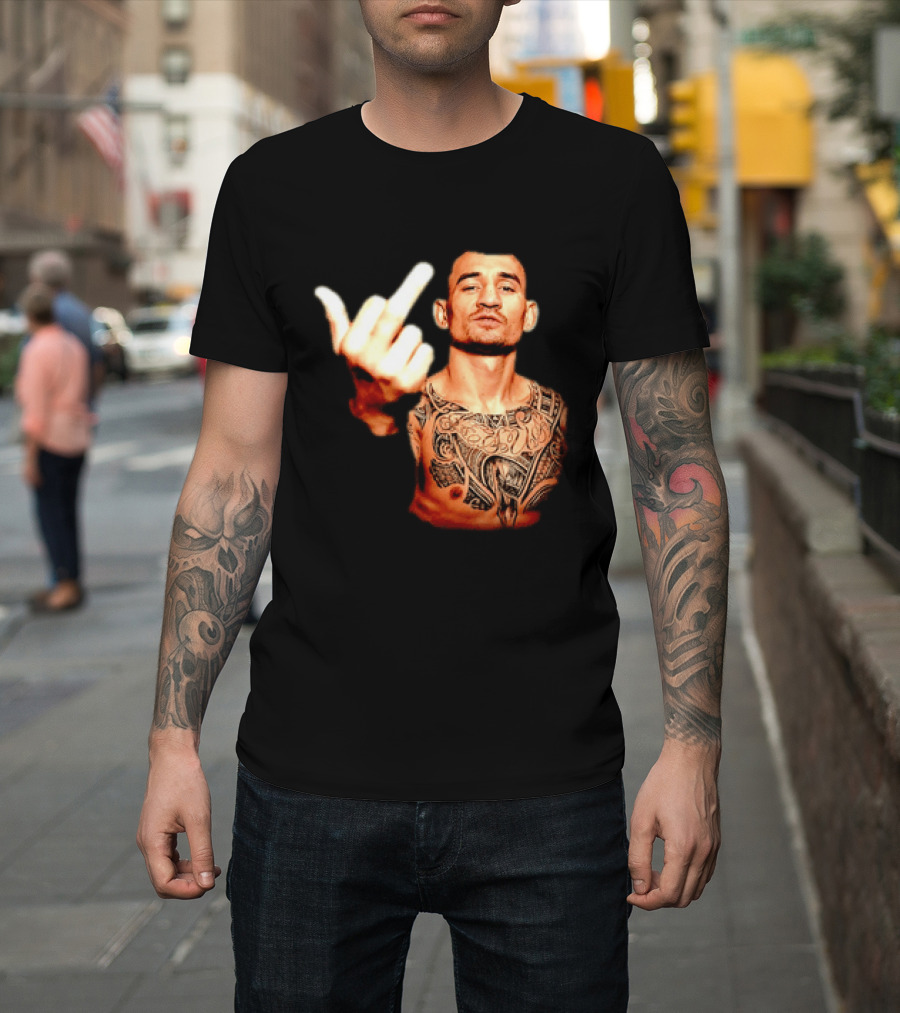 Max Holloway UFC Fighter Pose Middle Finger Tattoo T-Shirt