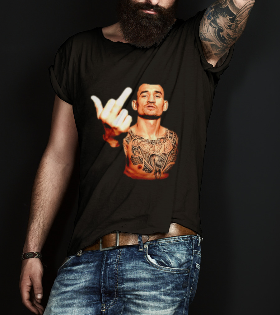 Max Holloway UFC Fighter Pose Middle Finger Tattoo T-Shirt