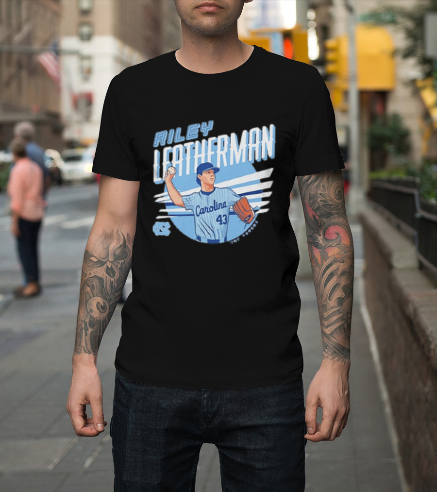 North Carolina Tar Heels Riley Leatherman Baseball Carolina 43 T-Shirt