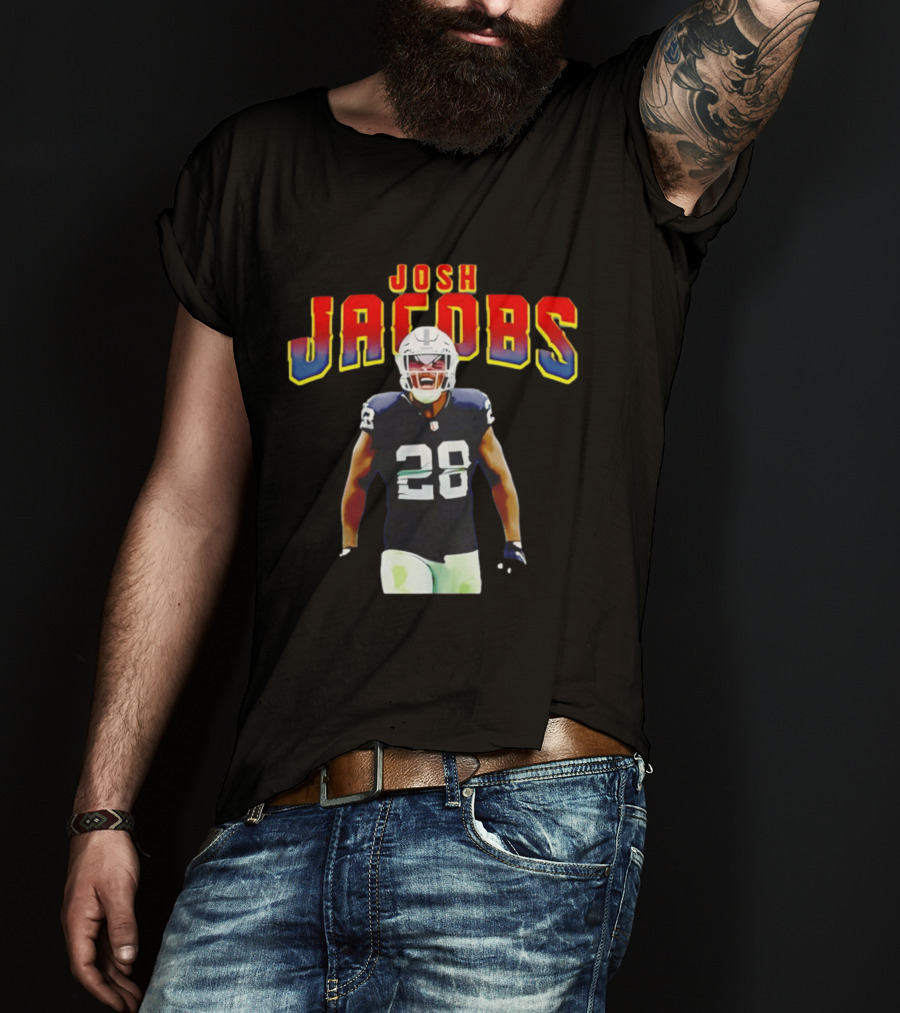 Josh Jacobs Number 28 Raiders NFL Celebration T-Shirt