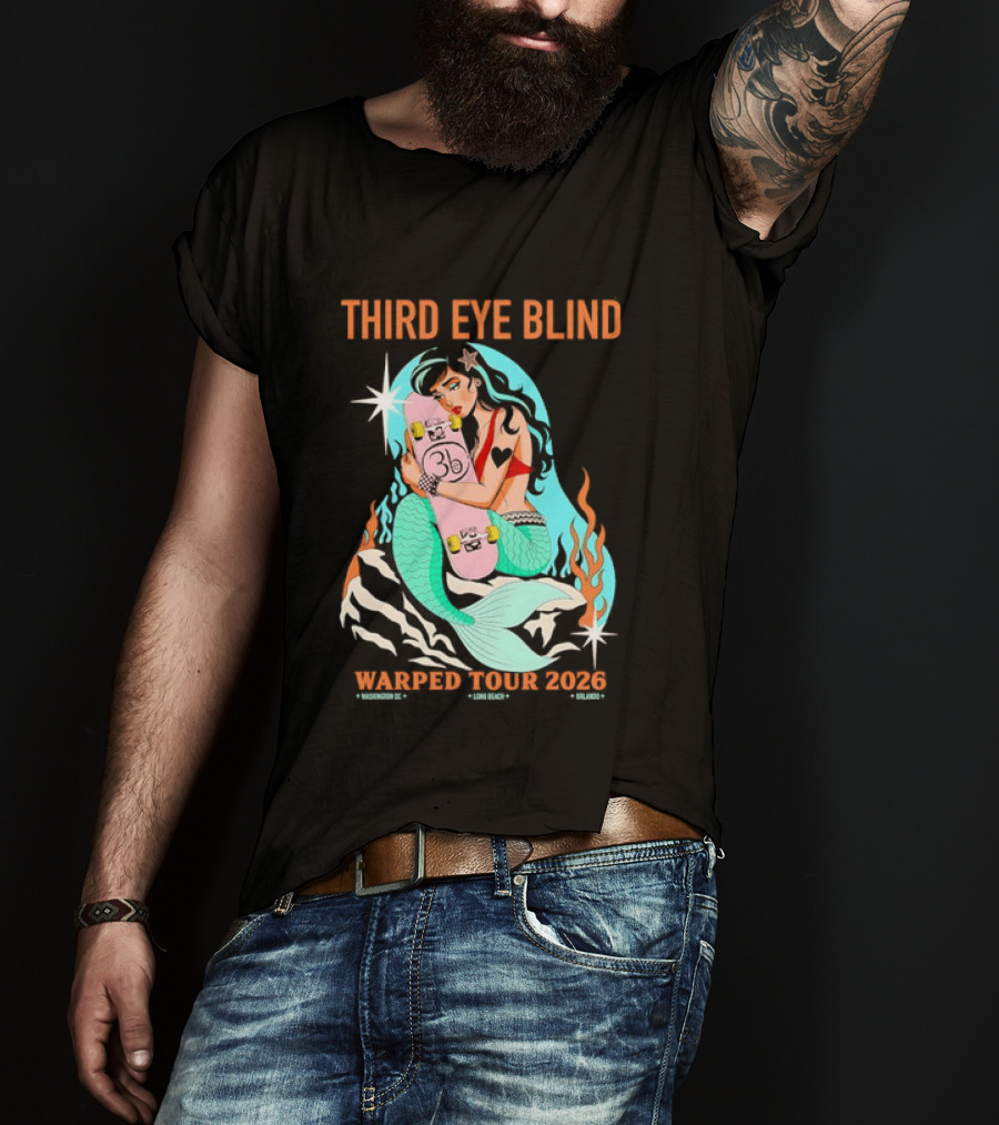 Third Eye Blind 2026 Warped Tour Mermaid Skater T-Shirt