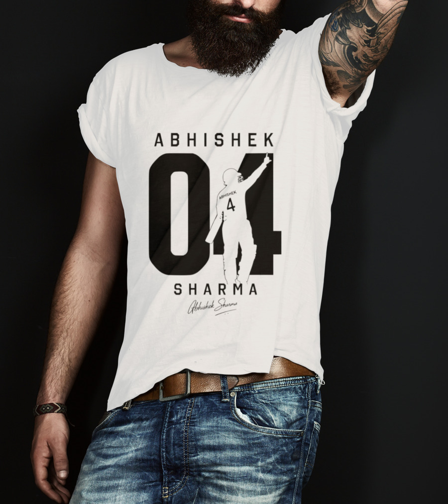 Abhishek Sharma 04 Indian Cricket Player Autograph T-Shirt