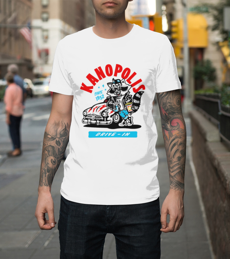 Kanopolis Drive In Since 1952 Raccoon Car T-Shirt