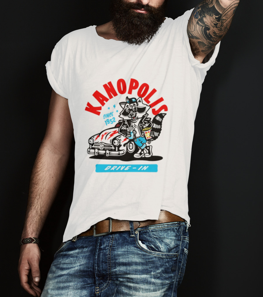 Kanopolis Drive In Since 1952 Raccoon Car T-Shirt