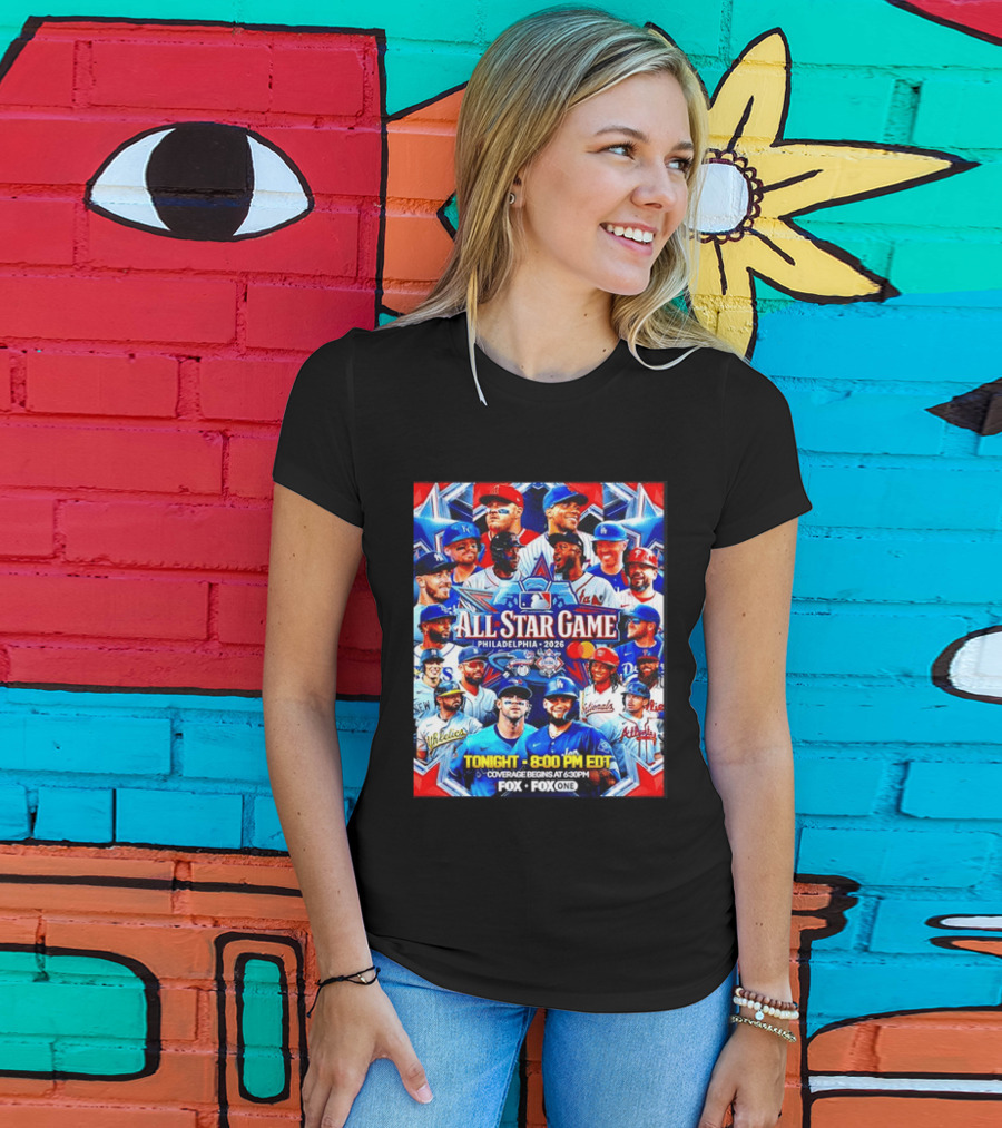 2026 MLB All Star Game Philadelphia Featured Stars And Team Jerseys Fox Coverage T-Shirt