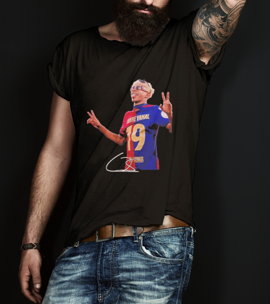 Lamine Yamal Barcelona Peace Sign Celebration 19 Jersey T-Shirt