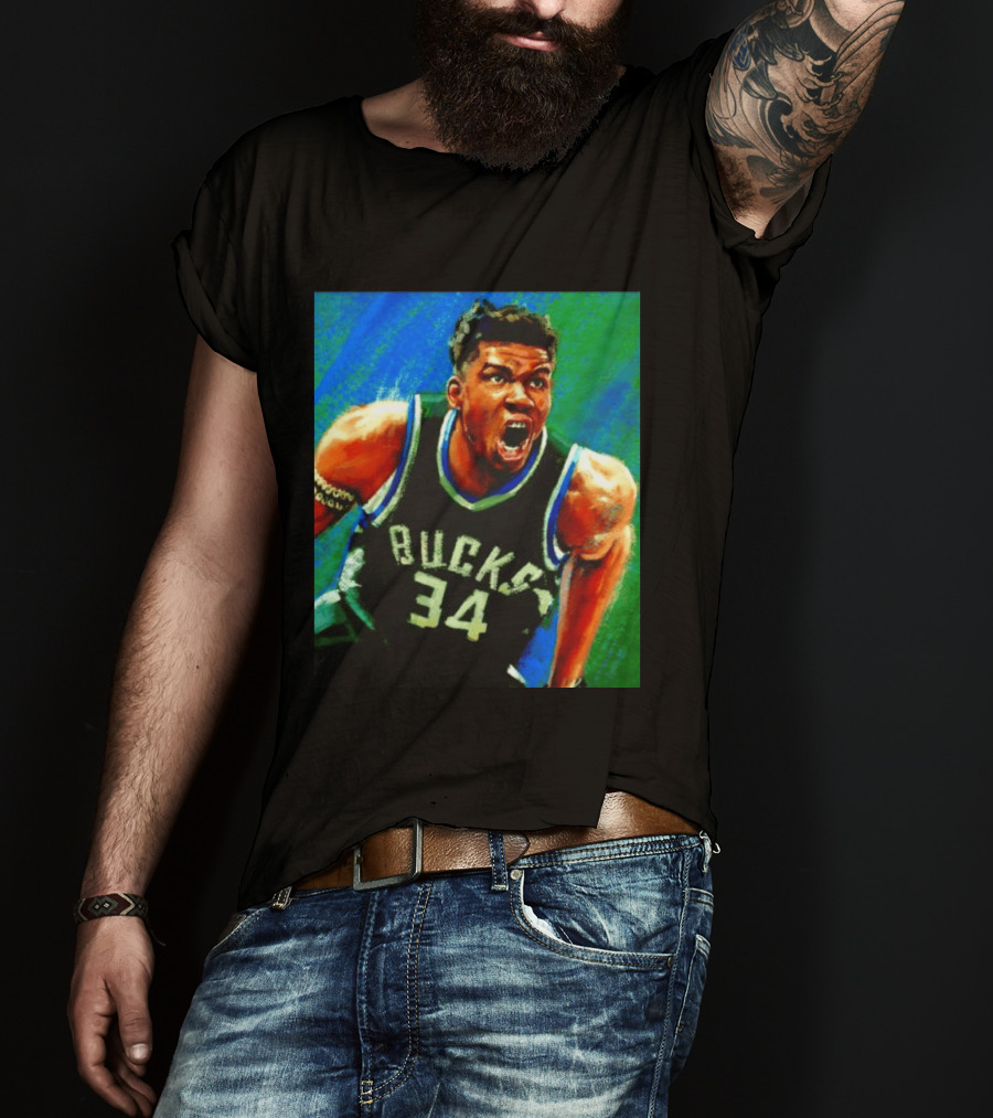 Giannis Antetokounmpo Bucks No 34 Jersey Art Basketball Star T-Shirt
