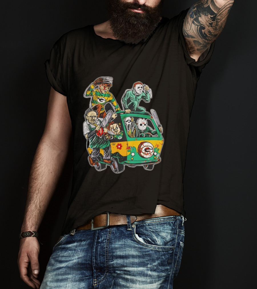 Horror Villains Green Bay Packers Mystery Machine T-Shirt