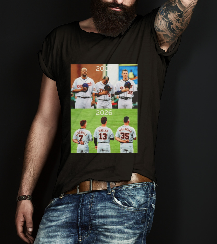 Detroit Tigers 2007 2026 McGonigle Dingler Verlander Comparison T-Shirt