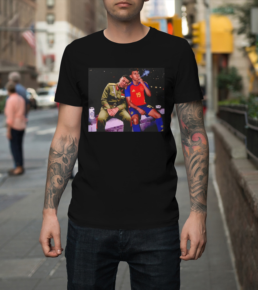 Kylian Mbappe And Lamine Yamal Smoking Spain Number 19 Soccer T-Shirt