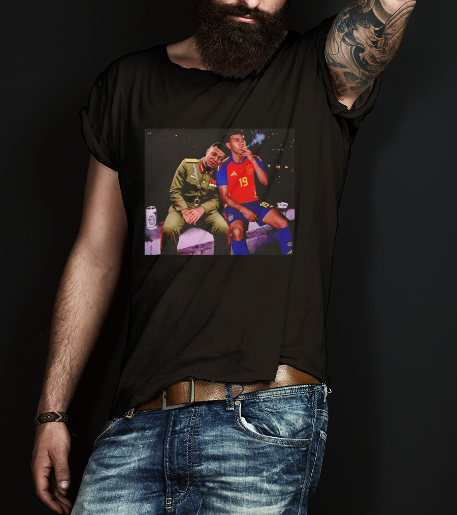 Kylian Mbappe And Lamine Yamal Smoking Spain Number 19 Soccer T-Shirt