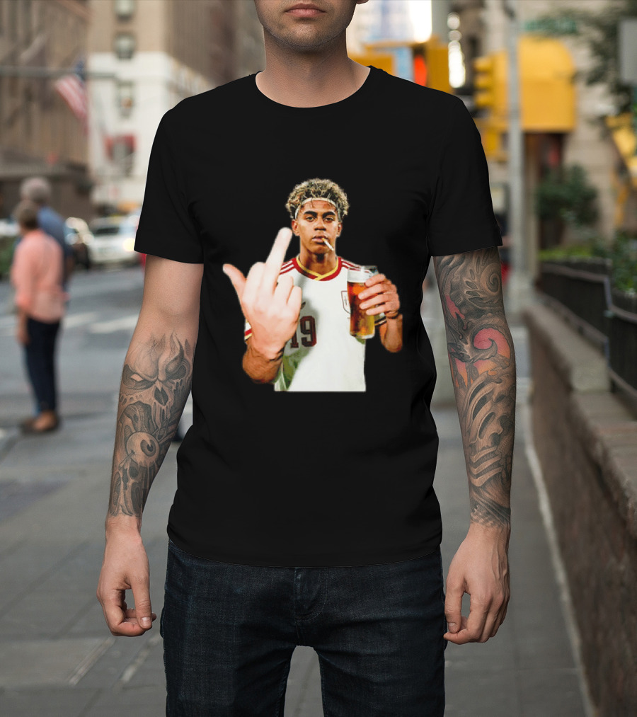 Lamine Yamal Spain National Team 19 Middle Finger And Beer T-Shirt