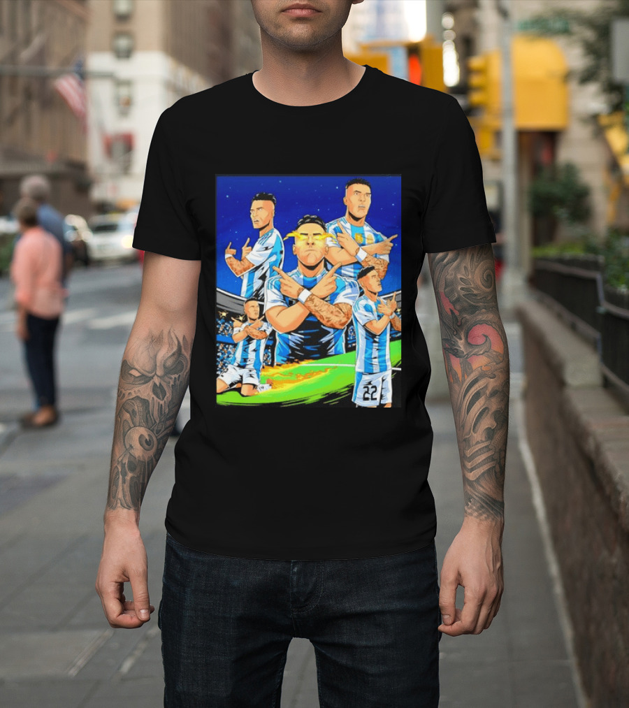 Lautaro Martinez Argentina National Team Collage Soccer Star Celebration T-Shirt