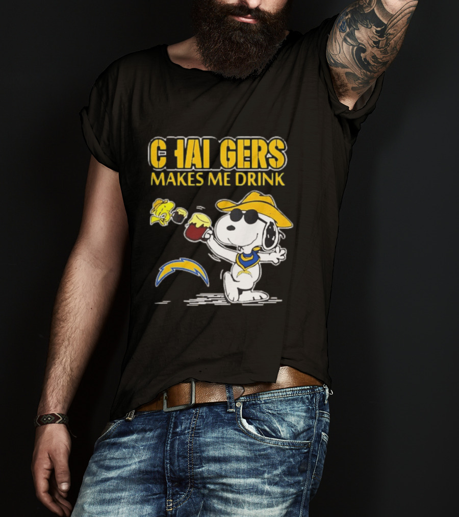 Snoopy Drinking Beer Chargers Makes Me Drink T-Shirt