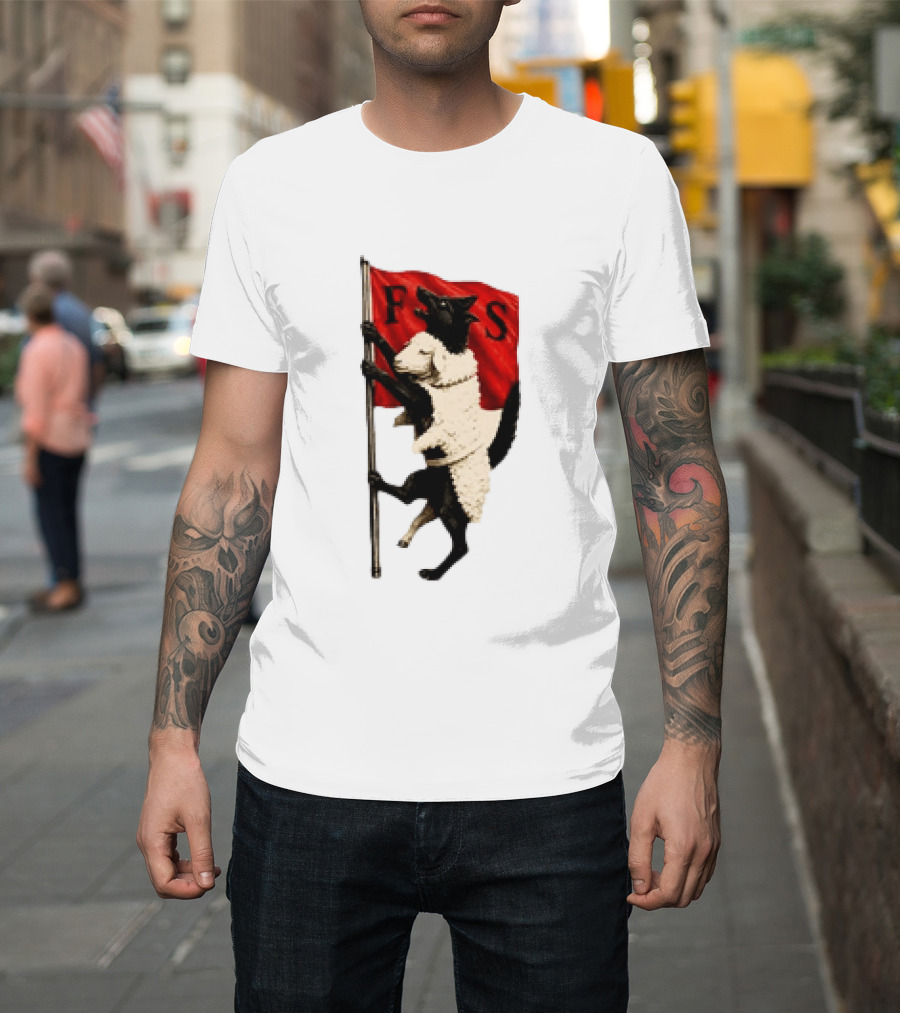 FS Black Cat Carrying Lamb Red Flag T-Shirt