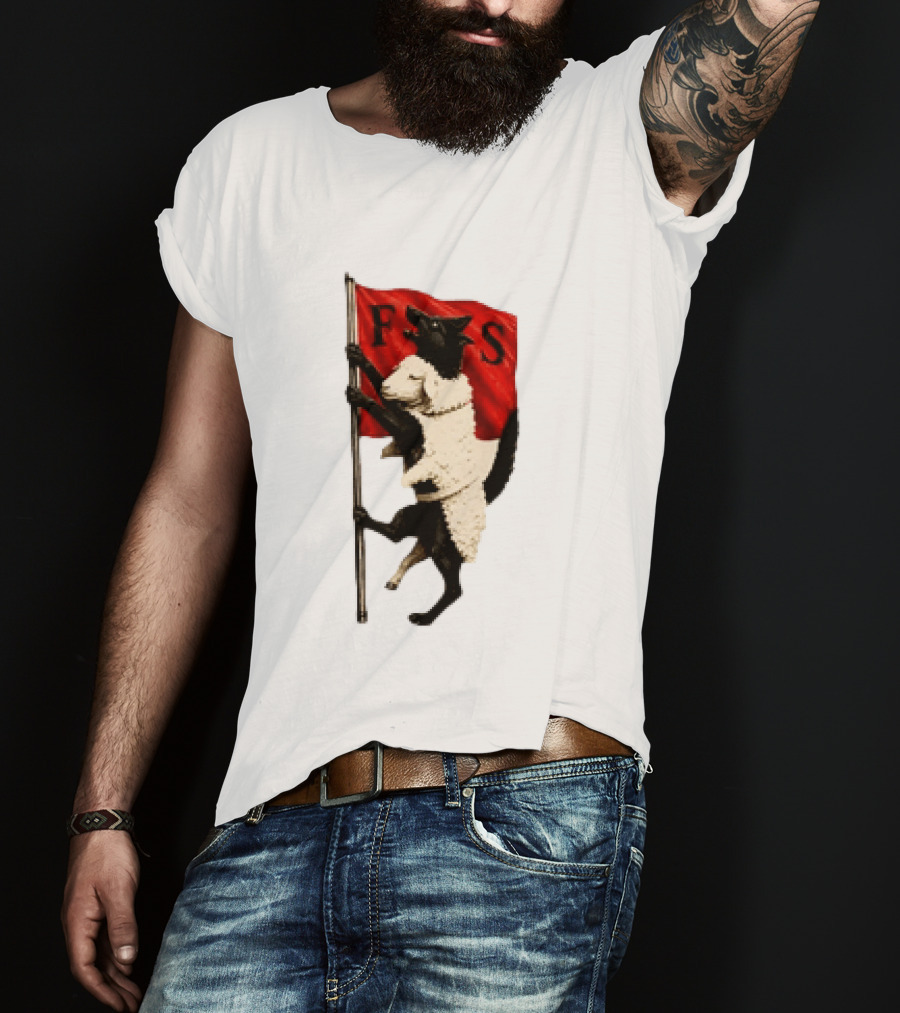 FS Black Cat Carrying Lamb Red Flag T-Shirt