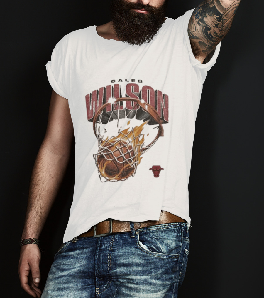 Caleb Wilson Chicago Bulls Basketball On Fire T-Shirt