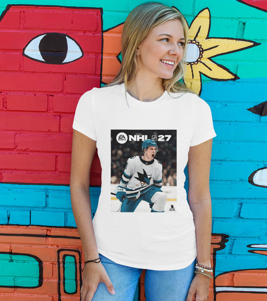 EA Sports NHL 27 Macklin Celebrini San Jose Sharks Cover Athlete NHLPA T-Shirt