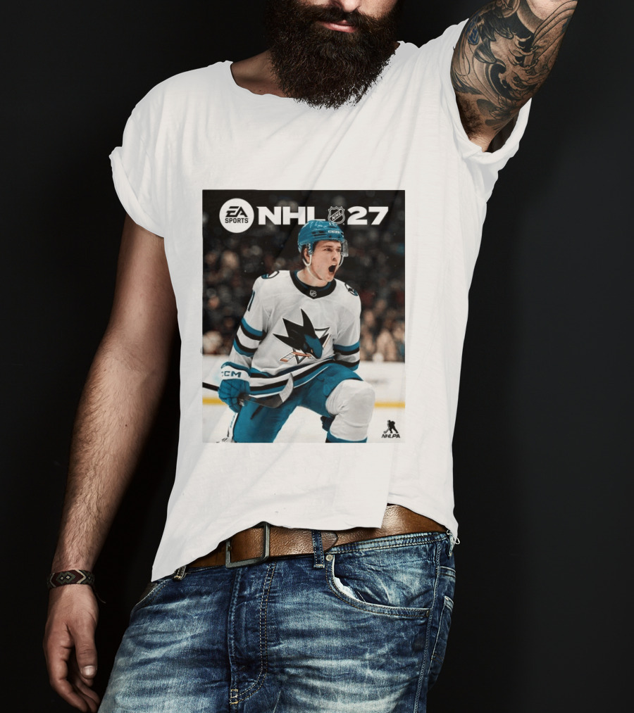 EA Sports NHL 27 Macklin Celebrini San Jose Sharks Cover Athlete NHLPA T-Shirt