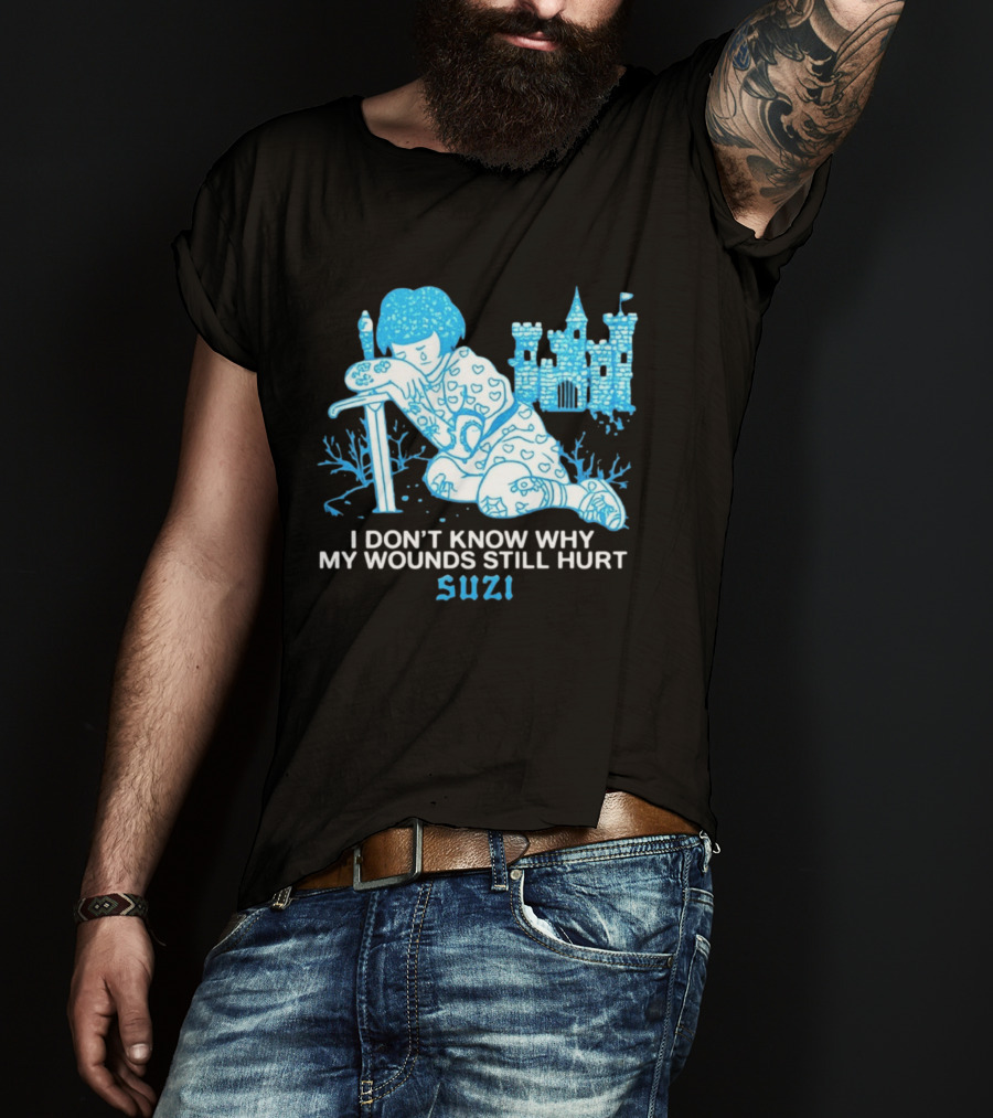 I Don't Know Why My Wounds Still Hurt Suzi Sad Blue Cartoon Castle T-Shirt