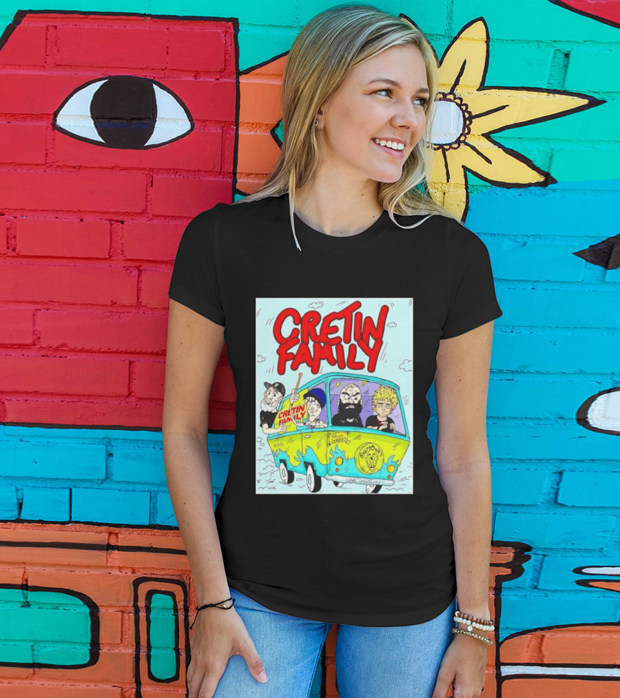 Cretin Family Punk Ramones Gabba Gabba Hey Van Cartoon T-Shirt