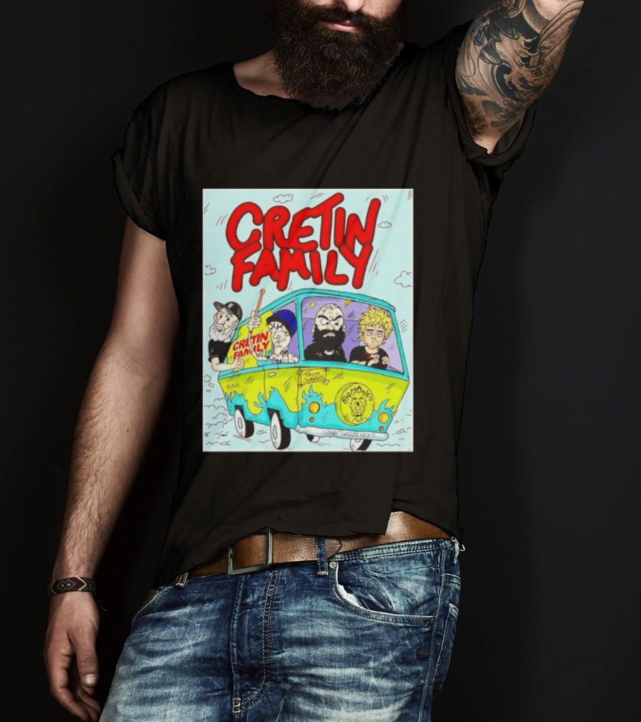 Cretin Family Punk Ramones Gabba Gabba Hey Van Cartoon T-Shirt