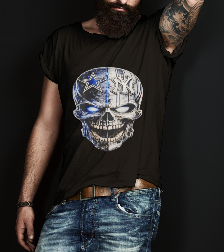 Dallas Cowboys Star New York Yankees Skull T-Shirt