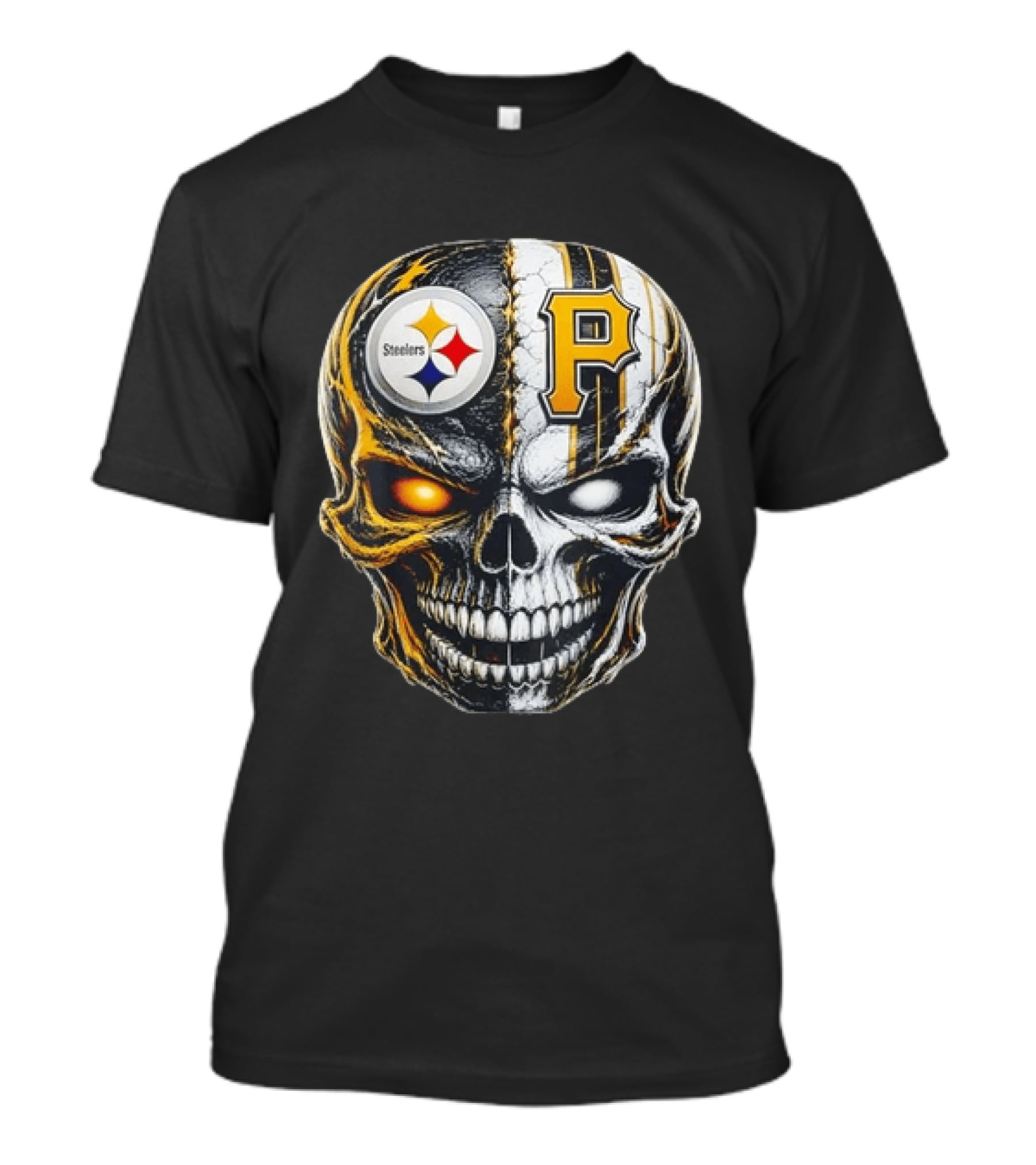Pittsburgh Pride Skull Steelers Pirates Sports Fusion T-Shirt